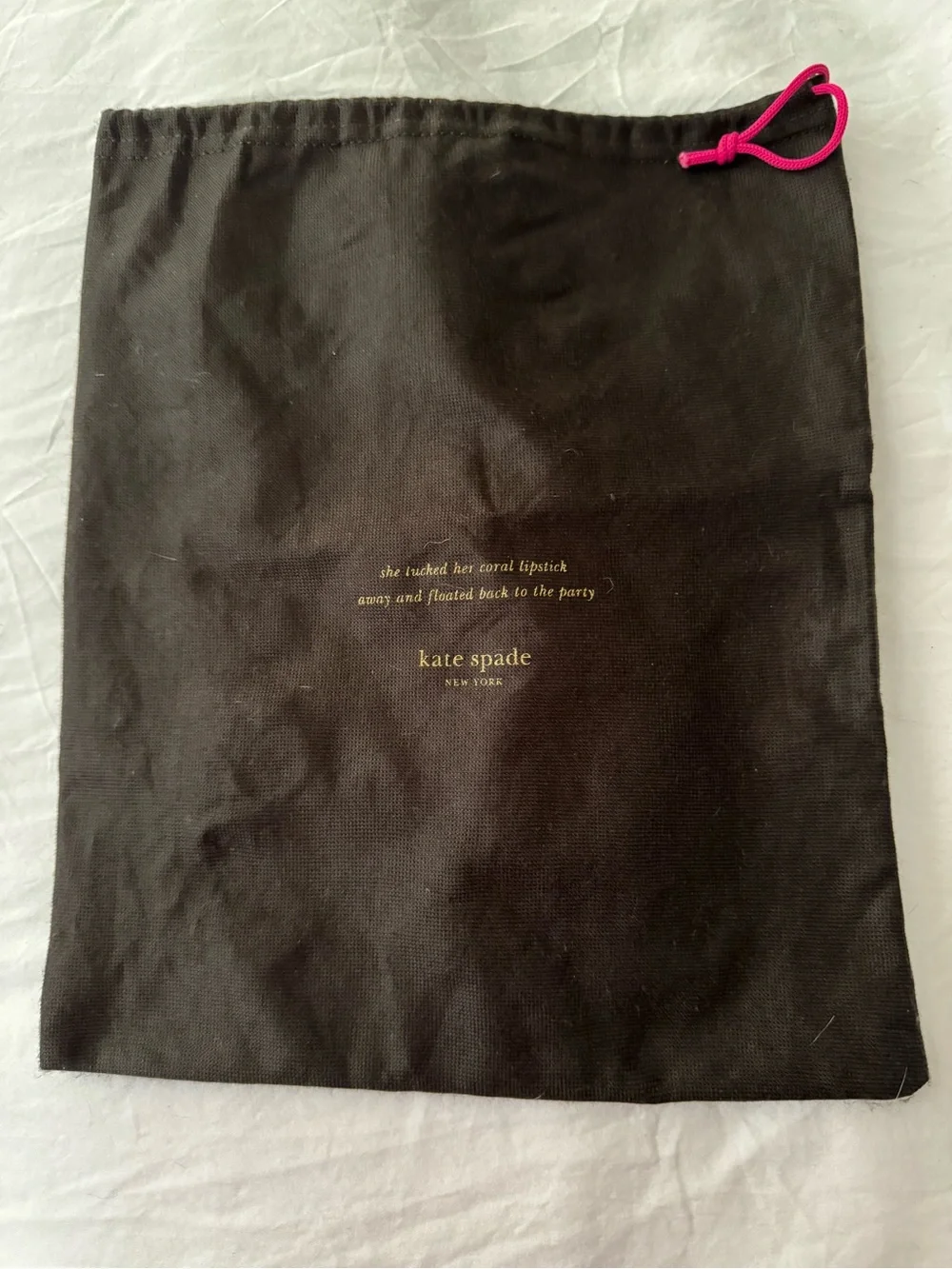 Kate Spade New York Dust Bag Black Pink Drawstring 13.5” x 11”